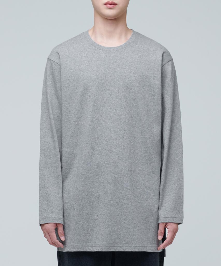 MUSINSA STANDARD Layered Crew Neck Long Sleeve T-Shirt_Long Length [Medium Gray]