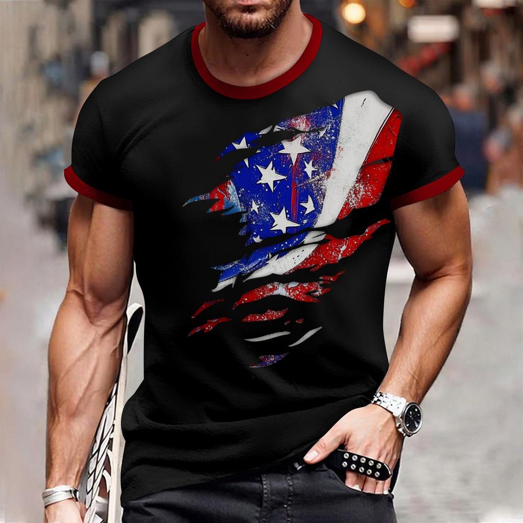 Summer Men's Popular T-shirt Printed Round Neck Short Sleeve T-shirt