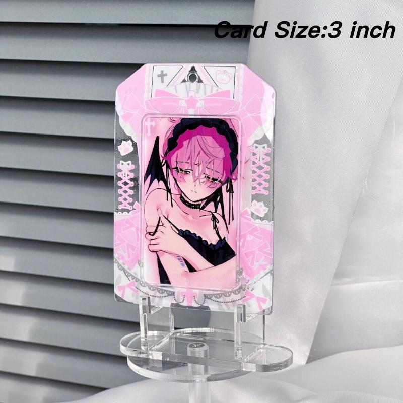 

Юбка горничной Прозрачный ПВХ держатель для карт Кавайная фоторамка для 3-дюймовых K-pop карт с аниме-персонажами Милый защитный чехол с цепочкой Frame розовый