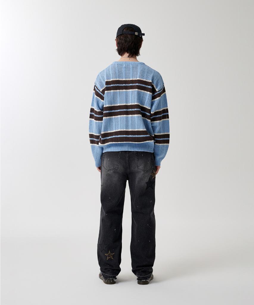 MAHAGRID Mesh Stripe Knit Skyblue(Mg2Fsmk611A)