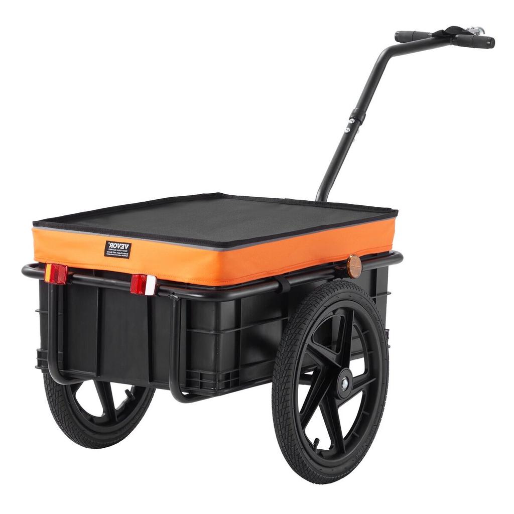 Bike Cargo Trailer, 88 Lbs Load Capacity, Heavy-Duty Bicycle Wagon Cart, Foldable Compact Storage with Universal Hitch, Waterproof Cover, 16" Wheels,