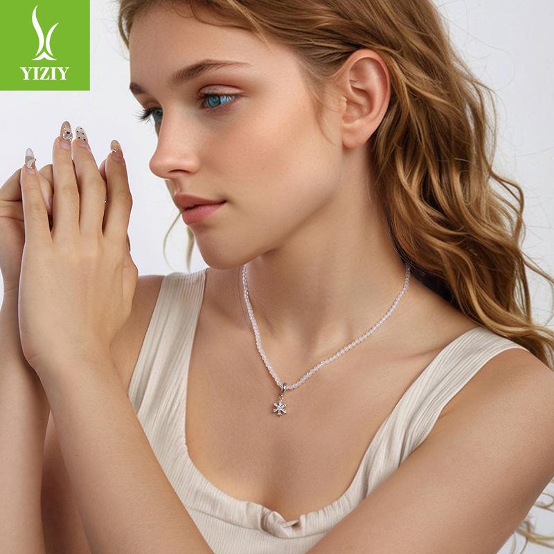 Yinziyun Original Design S925 Sterling Silver Ice Flower Winter Necklace for Women
