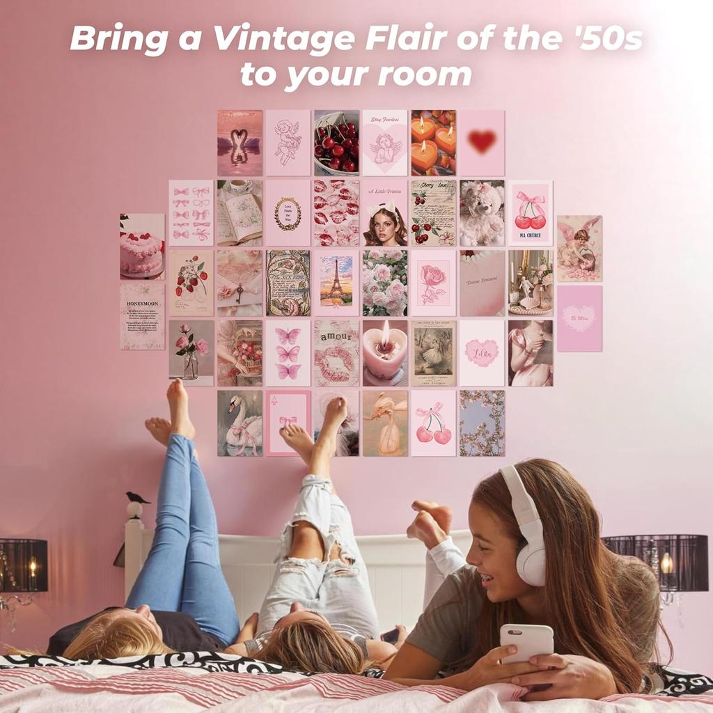 97 Decor Pink Coquette Room Decor Aesthetic - Coquette Wall Decor, Coquette Posters For Room Aesthetic Pink Collage Kit For Teen Girls Dorm Bedroom,