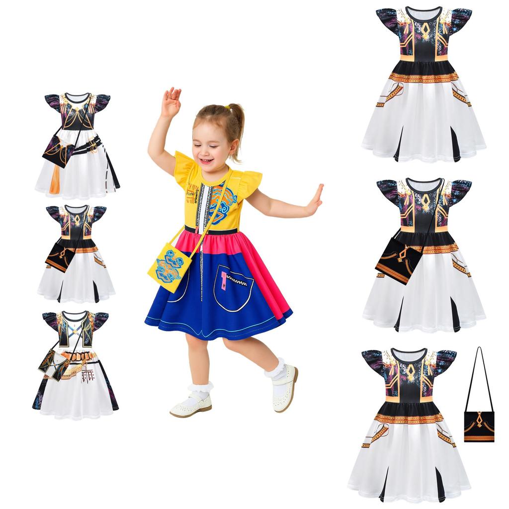 Kpop Demon Hunters Girl Cosplay Dress With Ruffled Skirt For Kids