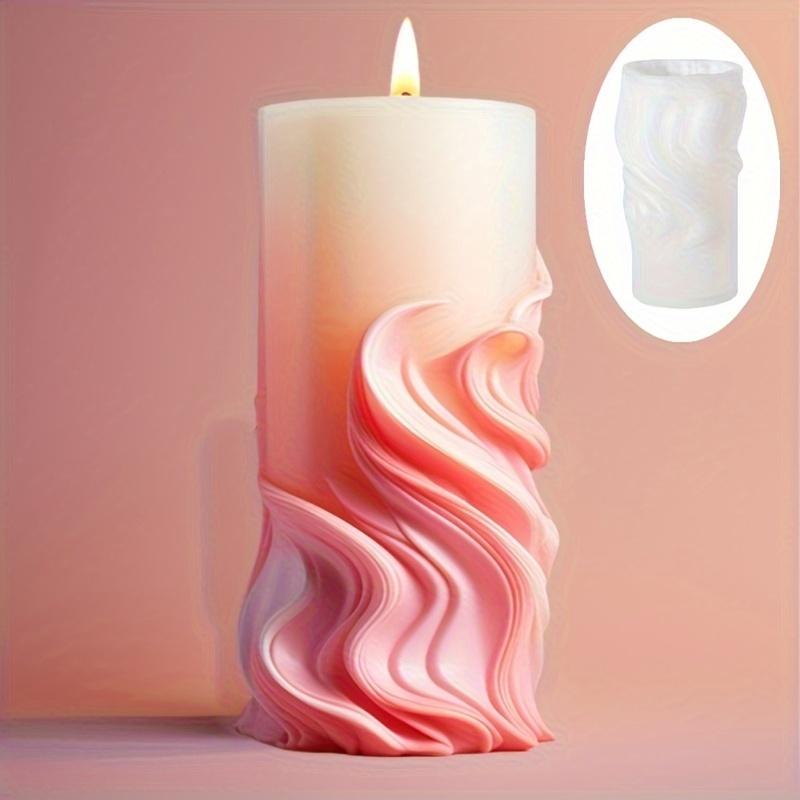 Wave relief cylindrical candle silicone mold Wave flower cylindrical concrete resin mould Curve relief cylindrical gypsum molds
