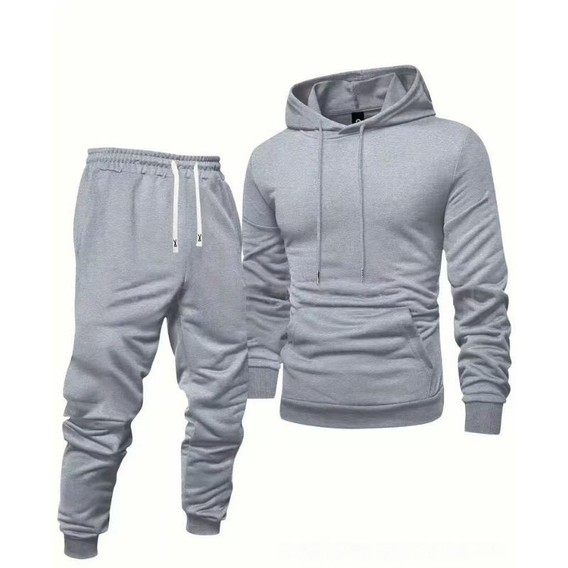 Men's White 2 Piece Tracksuit Hoodie Jogger Set Casual Sportswear