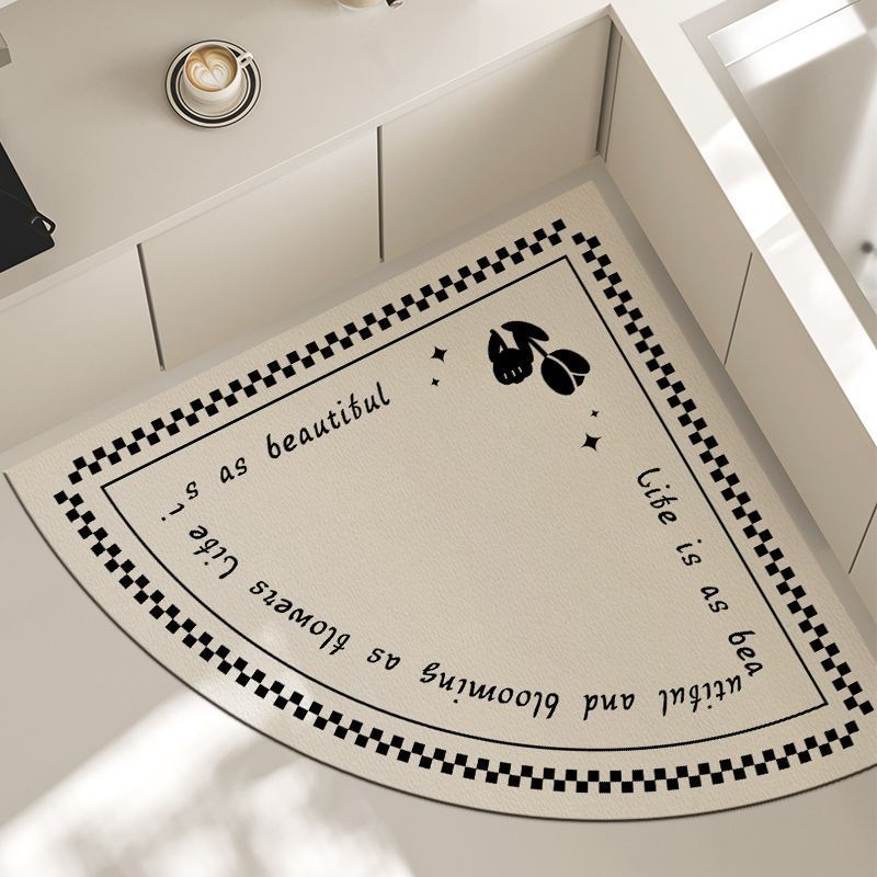 Simple Fan-shaped Floor Mat Kitchen Right Angle Mat Bathroom Absorbent Non-slip Mat Toilet Foot Mat New Cushioning