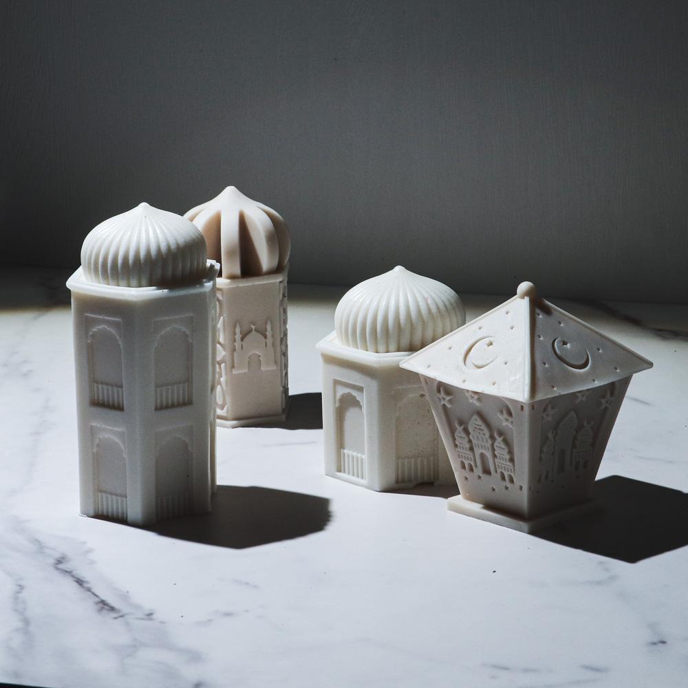 Eid al Fitr Schloss Kerze Silikonform Geometrie Arabische Architektur Kerzenform DIY Gips Harz Werkzeug Religiöse Dekoration
