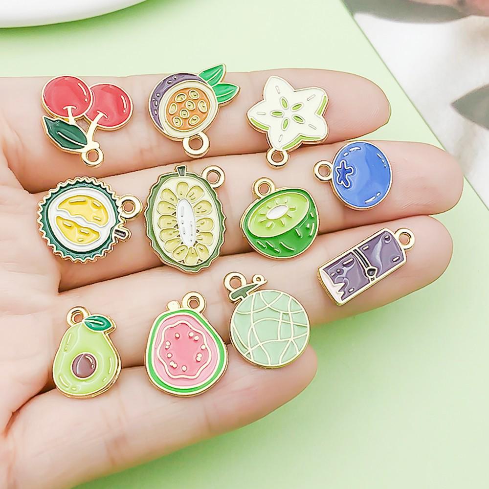 30 Colorful Fruit Enamel Pendants for DIY Jewelry - Apples, Watermelons, Cherries