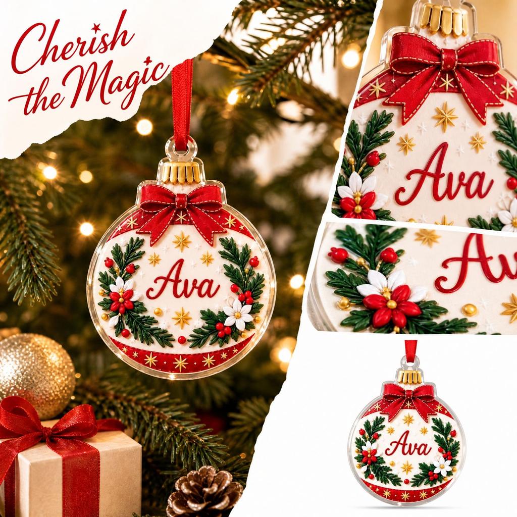 Christmas Gift Box Acrylic 2D Flat Hanging Ornament for Christmas Tree and Holiday Decor