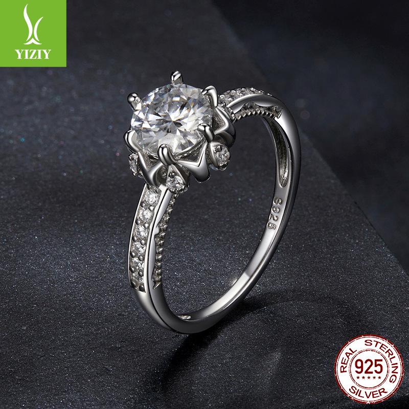 D Color Mozzarella Diamond 1 Carat Ring Earrings Set Women'S S925 Sterling Silver Super Flash Luxury Marriage Proposal Jewelry