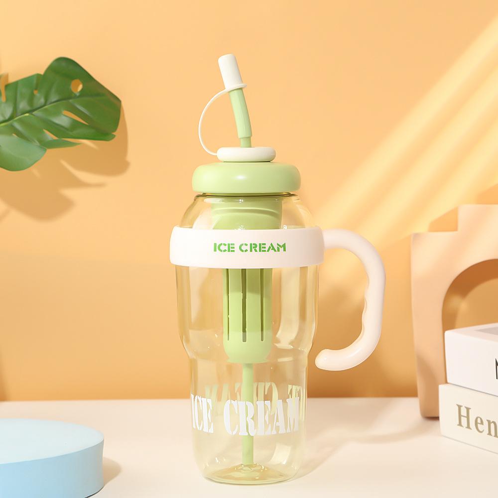 Water bottle summer dopamine large capacity plastic cup simple high value straw big belly cup car with handle car cup