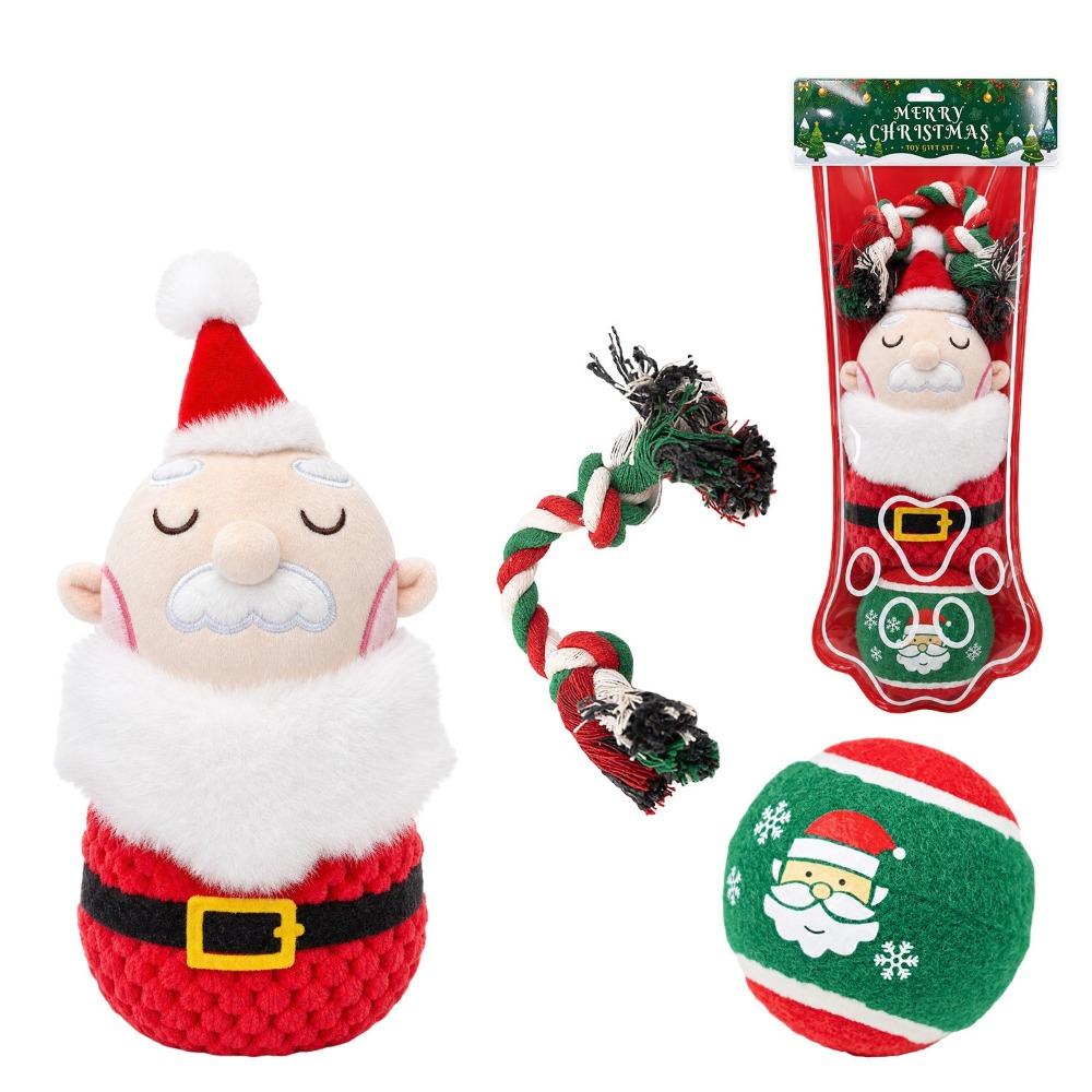 3pcs Snowman Christmas Dog Toy Xmas Tree Christmas Santa Pet Toy Pet Chew Toy Holiday Gift