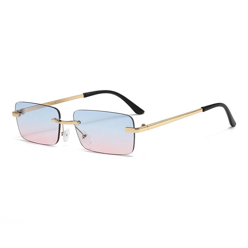 Fashionable Square Rimless Sunglasses Minimalist Trendy Street Style Shades Outdoor Sports and Travel UV-Protective Eyewear