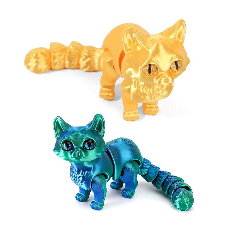 12cm Articulated 3D Printed Cat Cute Animals Toys Decor For Stress Relief Desktop Decoration Pet Christmas Gift&