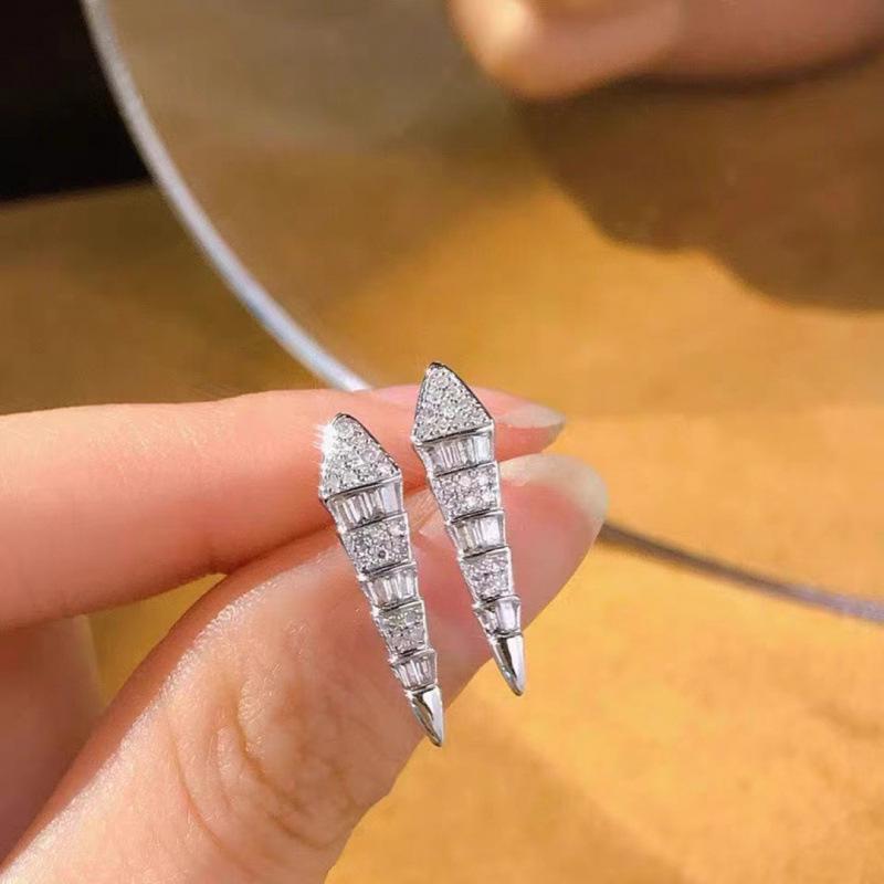 Elegant Rhinestone Snake Stud Earrings: Trendy Light Luxury Design for Women