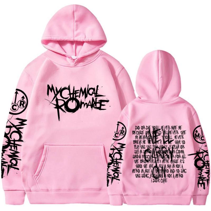 Double Sided Graphic Hoodies Streetwear Black Parade Punk Emo Rock Pullover Men's Women Hooded Sweatshirts