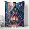 Flannel Enchanted Castle Pattern Blanket 3D Print,Soft Fleece Throw Blanket for Sofa Bed Travel Camping,Office Couch Chair Bed