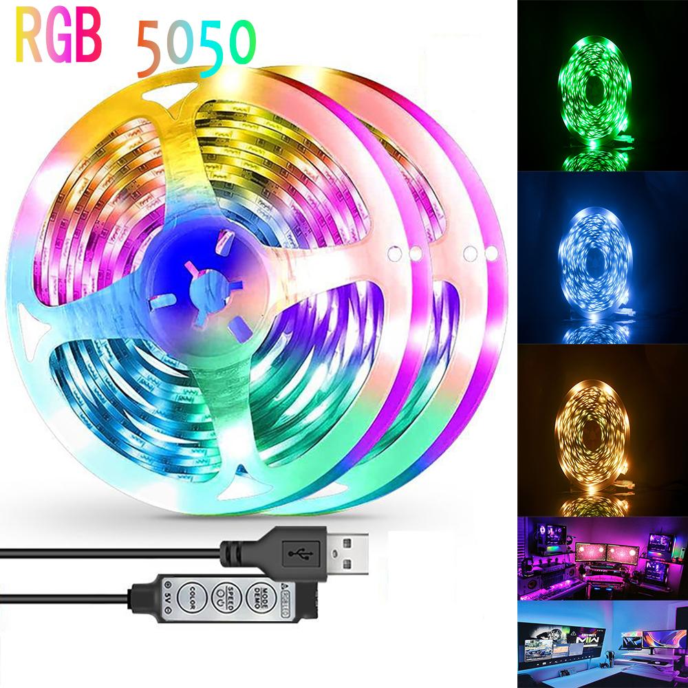 

Светодиодная лента 5V USB RGB 5050, управление через Bluetooth-приложение, подходит для украшения спальни и детской комнаты 0.3m
