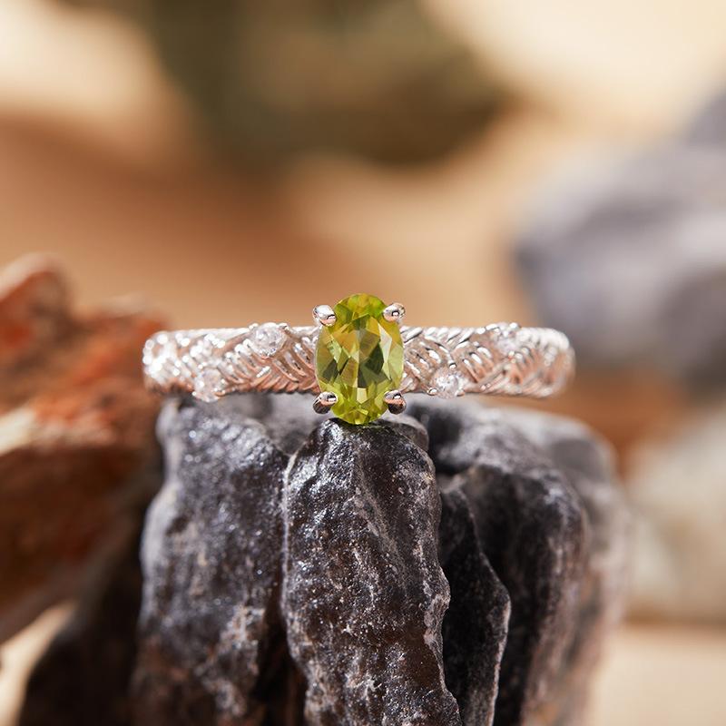 Simple S925 Sterling Silver Set With Natural Sapphire Topaz Tanzanian Diopside Colored Treasure Ring Female Index Finger Ring
