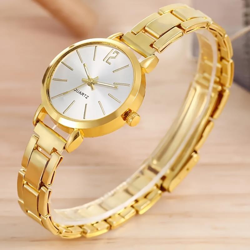 2 stuks Set Horloge Luxe Dames Eenvoudige Wijzerplaat Holle Band Mode Gouden Armband Quartz Polshorloge Student Dames Horloges Reloj Mujer