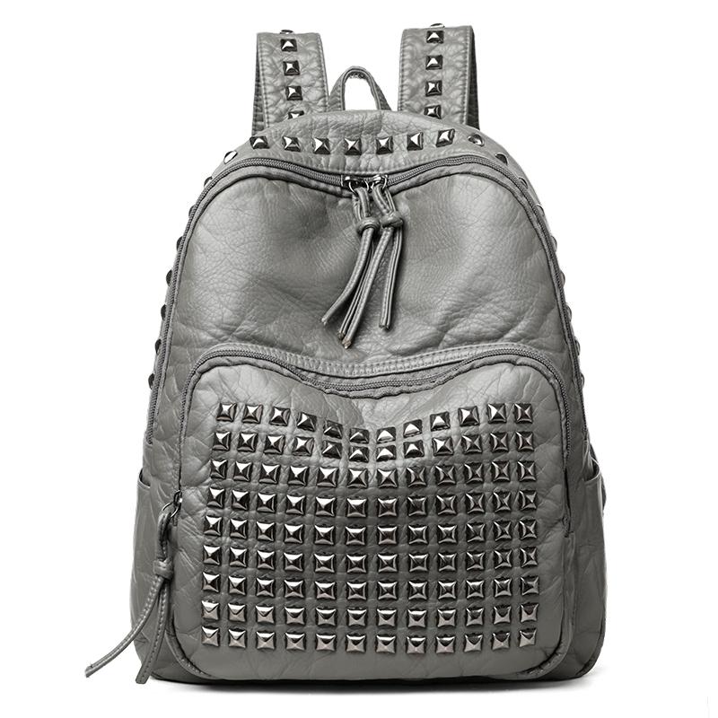 Large Capacity Travel Backpack Women Rivet Punk Backpack
