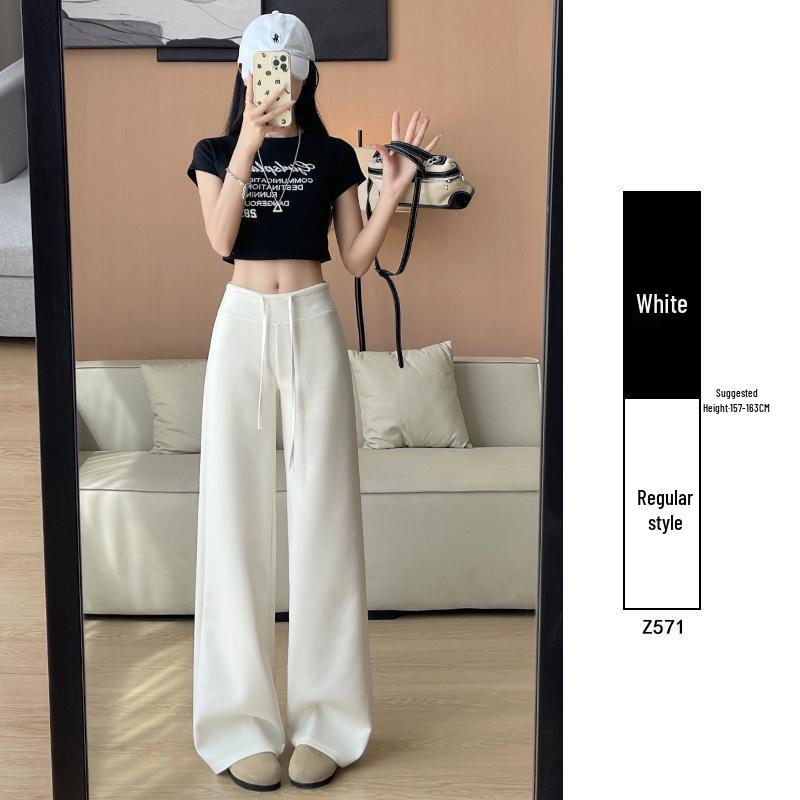 Women's Summer 2025 High-Waisted Gray Joggers - Thin, Loose, Ice Silk, Narrow-Leg Pants