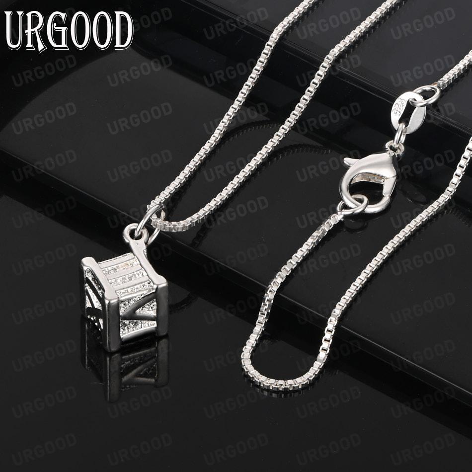 925 Sterling Silver Minimalist Cube Pendant Necklace - Stylish Evening Jewelry