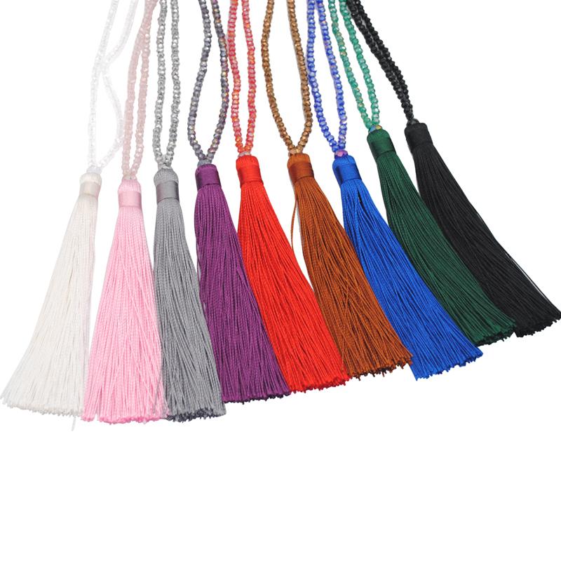 New Fashion Boho Long Fringe Tassel Necklaces Women Collier Glass Beads Crystal Statement Collar Bohemian Zircon Gifts