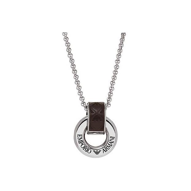 Emporio Armani Logo Verzierter Vielseitiger Edelstahl Halskette Herren Halskette Silber EGS3134040