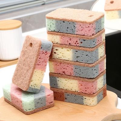 1/5Pcs Dishwashing Sponge Wood Pulp Cotton Color Magic Cleaning Sponge Remove Rust Pot Brushes Kitchen Washing Tool