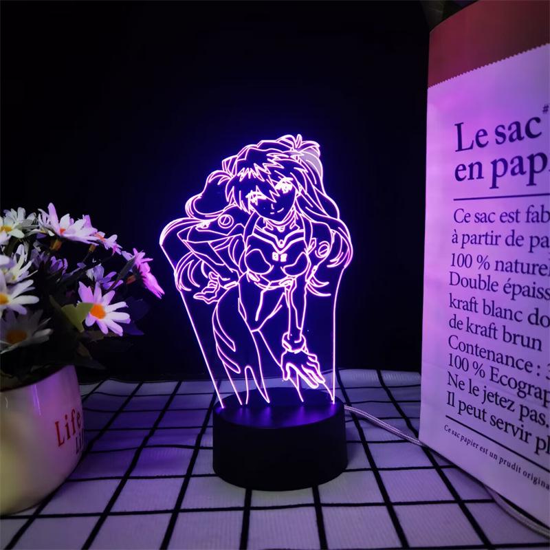 Lumină de noapte LED Neon Genesis Evangelion: Figura colorată din acrilic 3D cu telecomandă la atingere