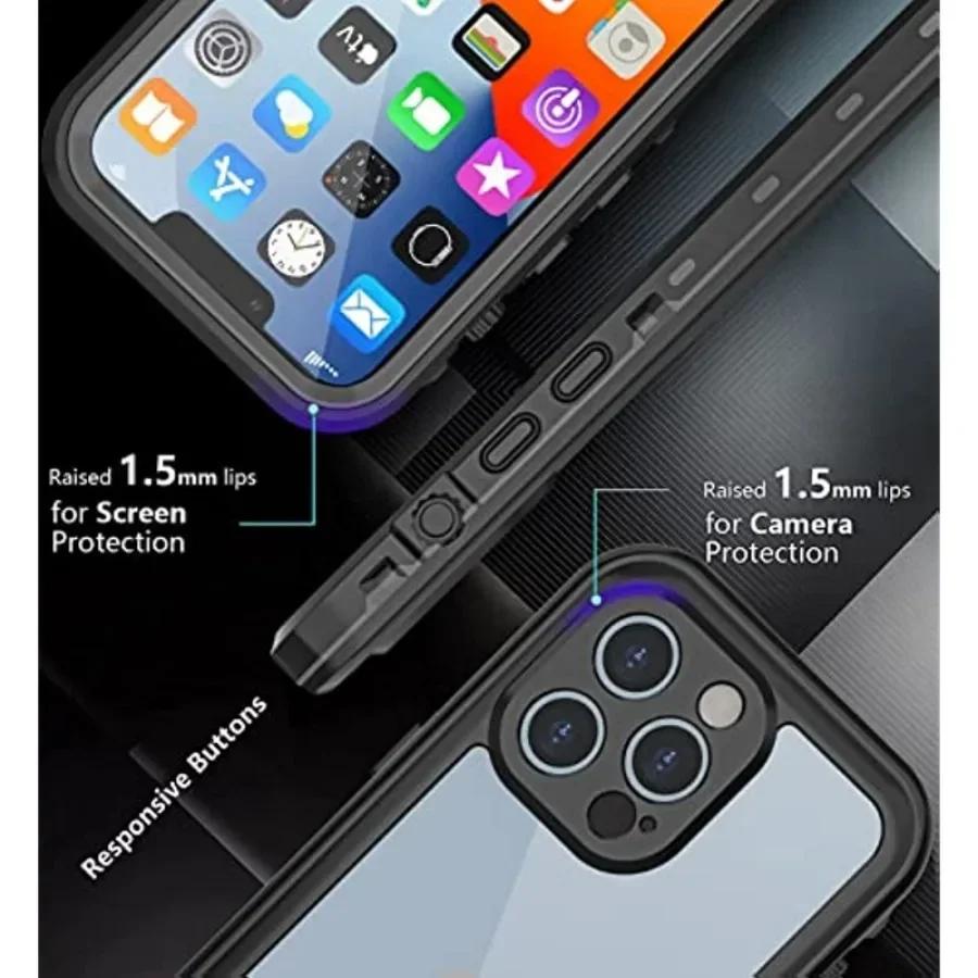 Vollständig versiegeltes klares IP68 wasserdichtes Gehäuse für IPhone17 16 15 14 Plus 13   Pro Max Mini XS XR Stoßfeste Hülle mit Displayschutz