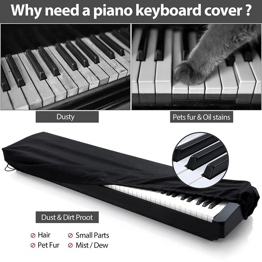Keys Piano Keyboard Dust Cover Waterproof Elastic Fabric with Drawstring 61/88 Buckle for Home Studio Protection Dust Cover