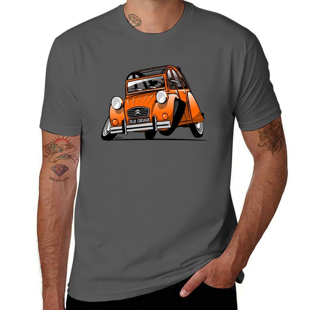 2cv Caricature Orange Tshirt Uv Protection Outdoor Tee Shirt
