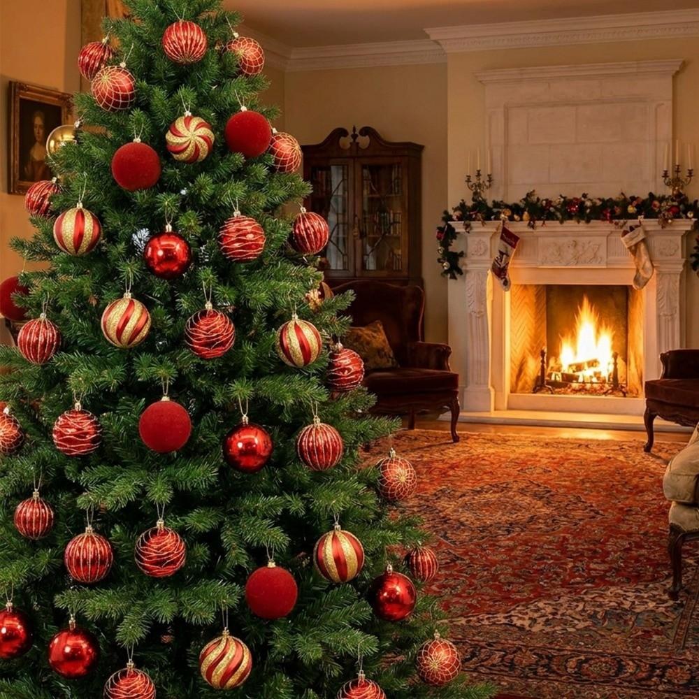 12Pcs 8 cm Christmas Decoration Pendant Sequins Xmas Tree Hanging Pendants New Year