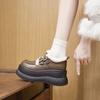 Fleece loafers women's 2025 new autumn and winter warm fluffy shoes versatile height-increasing small leather shoes muffin platform cotton shoes