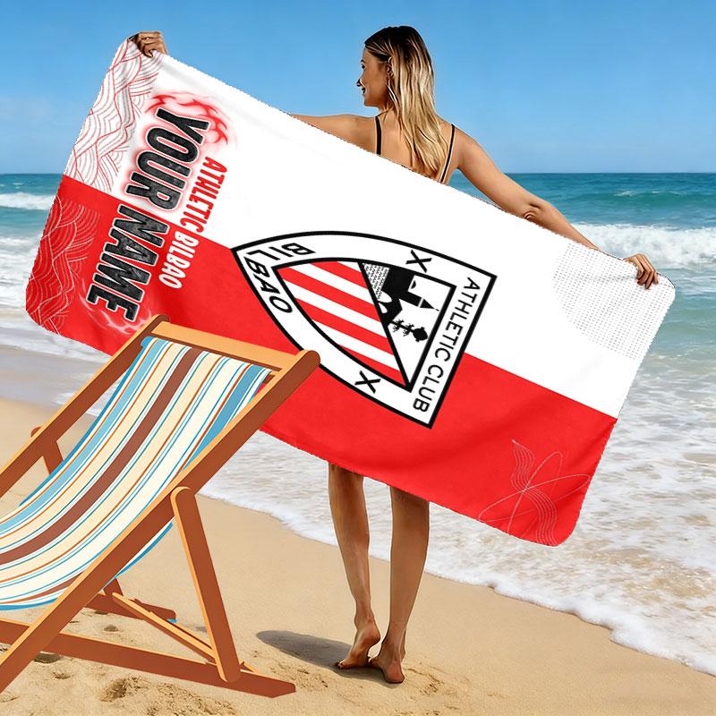 Custom Athletic Bilbao Print Beach Towel, Large Soft Quick Dry Towel for Beach Camping Swimming