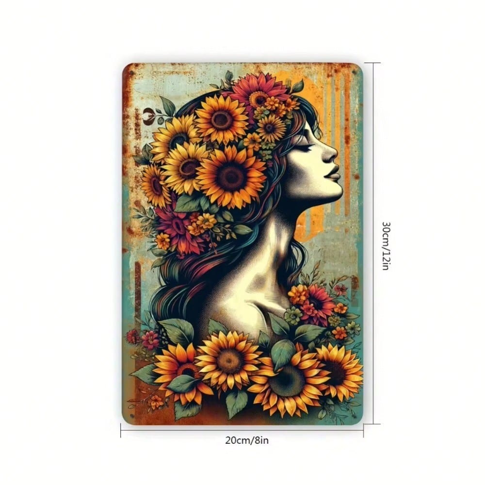 Metal Sunflower Woman Wall Art Modern Home Decor 20x30