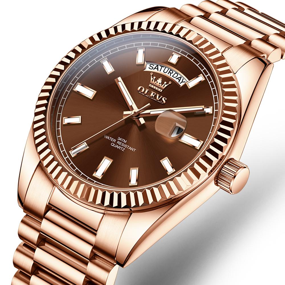 OLEVS Business Style Luxury Brand Gold Men Watch Waterproof Stainless Steel Watches Luminous Date Wristwatch