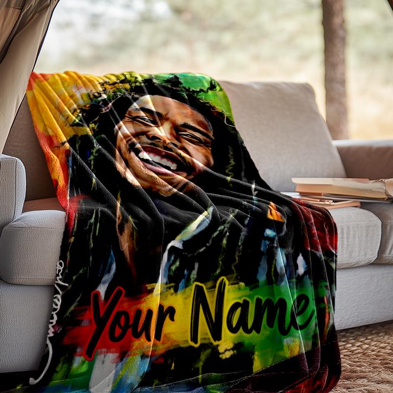 Individuelle Decke mit Bob Marley Motiv - Perfekt für Sofa, Bett, Büro und Reisen im Freien - Ideales Geschenk für Weihnachten & Feiertage
