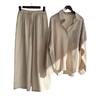 Spring Fashion Plus Size Women's Two-Piece Set: Cotton Linen Shirt & High-Waisted Loose Trousers