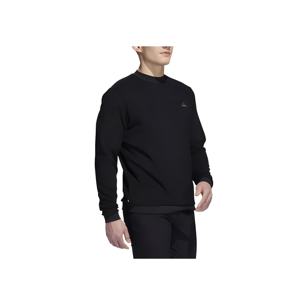 adidas Solid Color Crew Neck Long Sleeve Sweatshirt Men Tops Black HN4551