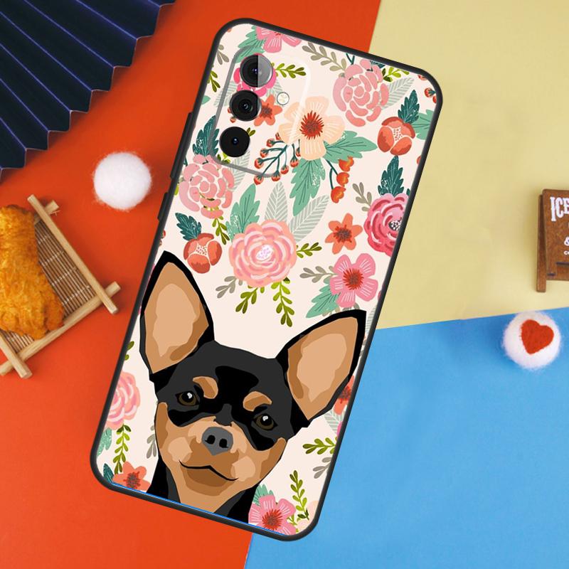 Chihuahua Face Floral Dog Case For Samsung Galaxy A54 A34 A14 A15 A35 A55 A52 A32 A12 A51 A71 A13 A23 A33 A53 Cover