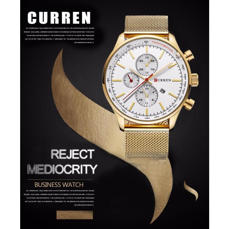 CURREN New Men's Watch Men's Watch Stainless Steel Mesh Calendar Watch