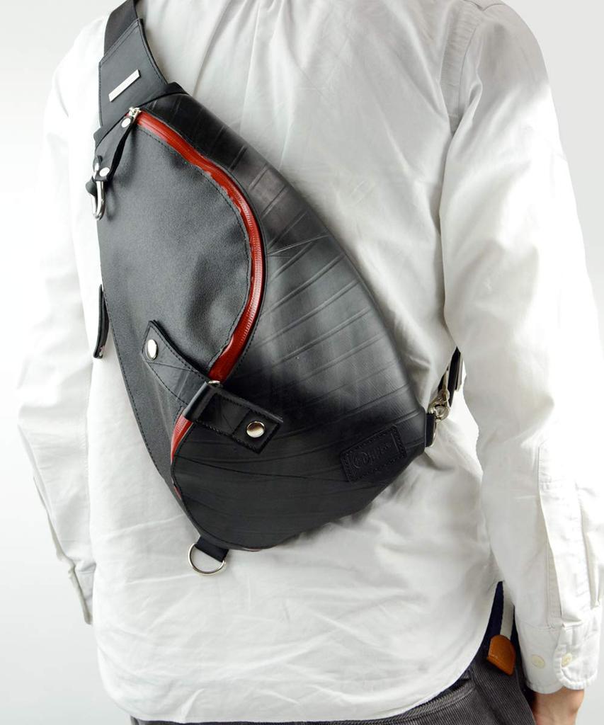 Morino Canvas x Waterproof Spiral Body Bag for Forces Canvas [SEAL] One-Shoulder Men, Outdoor, Self-Defense Style, MS-0250RD