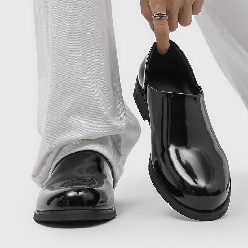 Summer for Daily Office Men's Lazy Shoes Patent Leather Slip - on Loafers  Anti - Slip Wear - Resistant Solid Color Dress Shoes