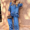 2025 Women's Casual Leopard Print Cotton Linen Two-Piece Set
