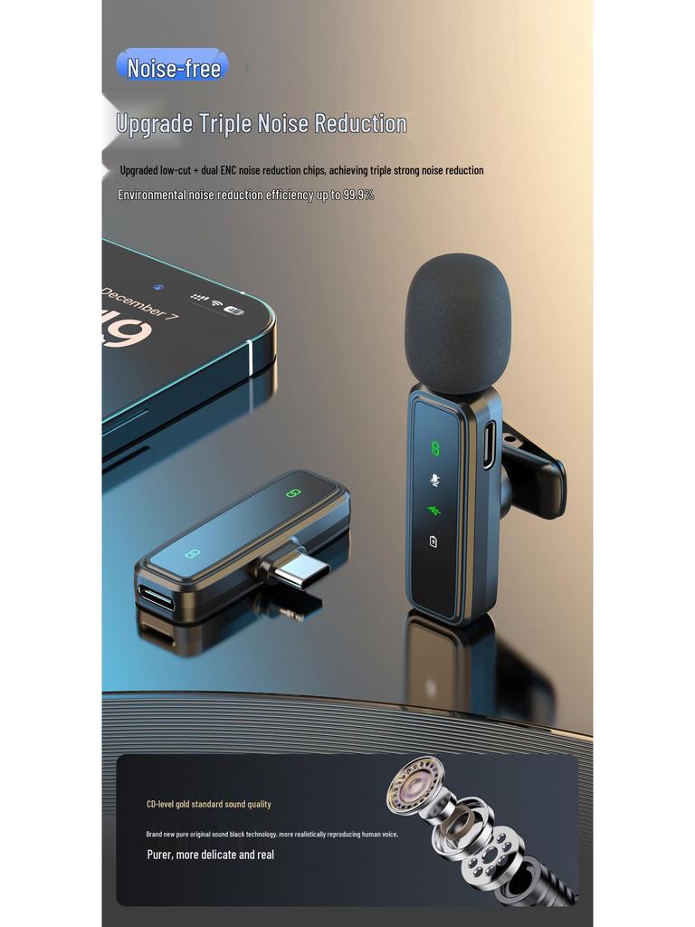 New J81 Lavalier Microphone: Smart Noise Reduction, Wireless J82 Three-in-One Mic