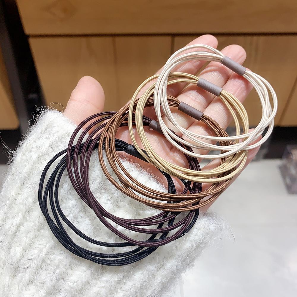 

5 ШТ. Высокоэластичные резинки для волос Держатель для хвостика Резинки Женские Девушки Базовые Нейлоновые Резинки Веревка Скранчи Набор Аксессуаров для Волос